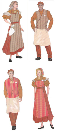 I had to spare the real people the indignity of photography but found these sketches online. These are the uniforms, which apparently won awards.